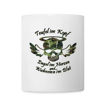 Militärischer Totenkopf mit Flügeln - Tasse - Weiß - Vorne