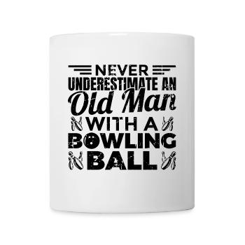 Never Underestimate An Old Man Bowler - Tasse - Weiß - Vorne