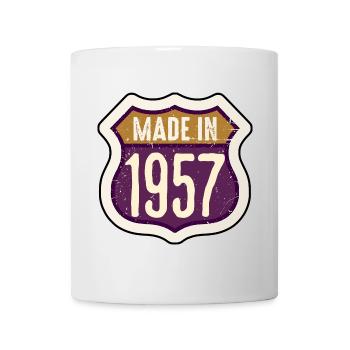 Vintage-Abzeichen aus dem Jahr 1957 - Tasse - Weiß - Vorne