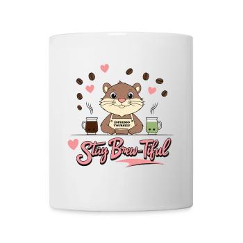 Niedlicher Otter-Barista mit Kaffeeliebe - Tasse - Weiß - Vorne