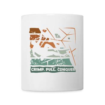 Bouldern – Crimp. Pull. Conquer. - Tasse - Weiß - Vorne