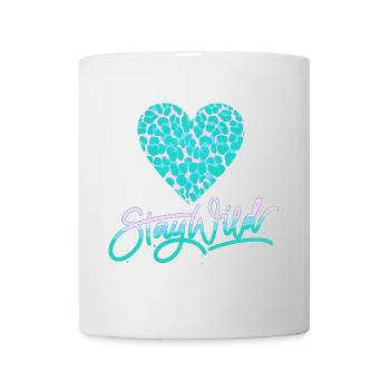 Restez sauvage avec un cœur à motif léopard - Mug blanc - blanc - Devant