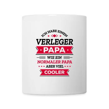 VERLEGER PAPA: COOL, VATERTAG, WEIHNACHTEN - Tasse - Weiß - Vorne