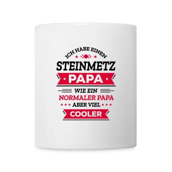STEINMETZ PAPA: GEBURTSTAG WEIHNACHTEN VATERTAG - Tasse - Weiß - Vorne