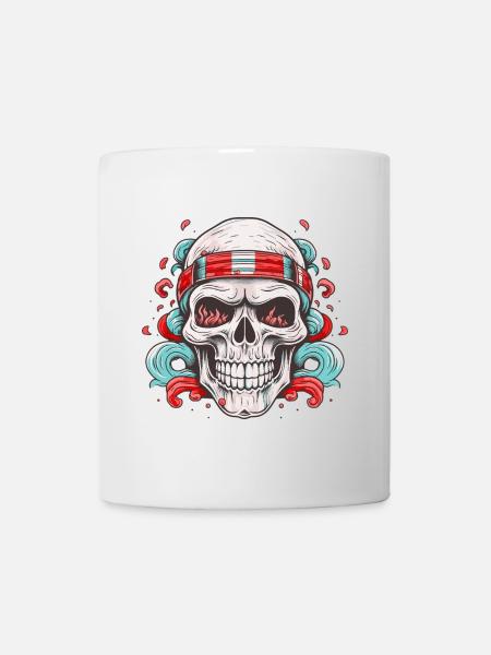 Totenkopf Totenschädel Skelett Horror Gothic Metal - Tasse - Weiß