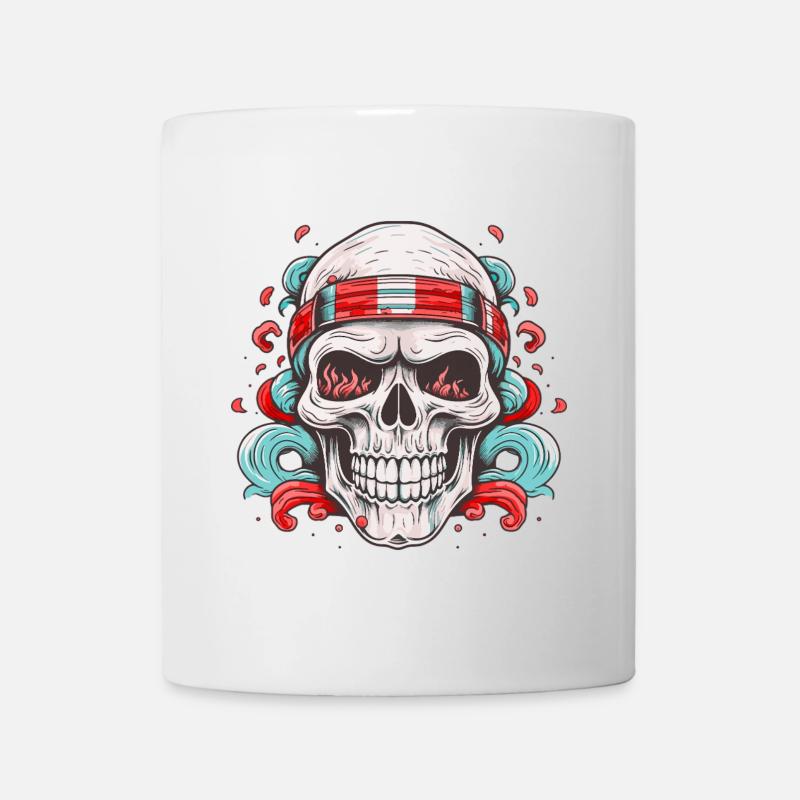 Crâne Crâne Squelette Horreur Gothique Métal - Mug blanc - blanc