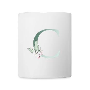 C Monogramme, Floral, Personnalisable - Mug blanc - blanc - Devant