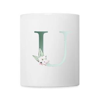 U Monogramme, Floral, Personnalisable - Mug blanc - blanc - Devant