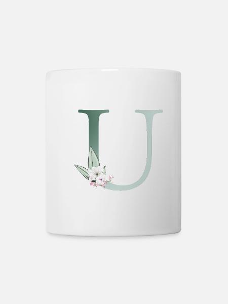 U Monogramm, Floral, personalisierbar - Tasse - Weiß