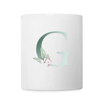 G Monogram, Floral, Personnalisable - Mug blanc - blanc - Devant