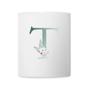 T Monogram, Floral, Personnalisable - Mug blanc - blanc - Devant