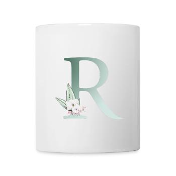 R Monogramm, Floral, personalisierbar - Tasse - Weiß - Vorne