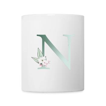 N Monogramme, Floral, Personnalisable - Mug blanc - blanc - Devant