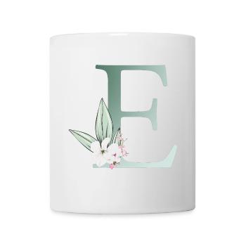 E Monogram, Floral, Customizable - Mug - white - Front