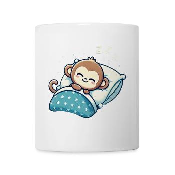 Monkey Sleeping In Bed At Night Time - Tasse - Weiß - Vorne