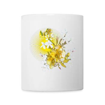 Fleurs printanières jaunes au printemps comme motif - Mug blanc - blanc - Devant