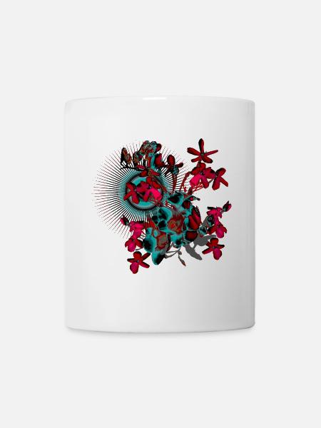 Frühlingsblumen rot Frühling Muster - Tasse - Weiß