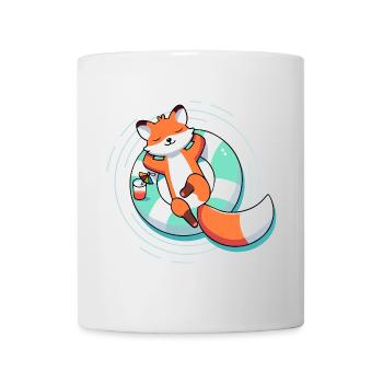Entspannter Fuchs im Pool – Sommer & Leichtigkeit - Tasse - Weiß - Vorne