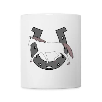 Hufeisen Pferd Reiterin Pferde Pony Schimmel Stute - Tasse - Weiß - Vorne
