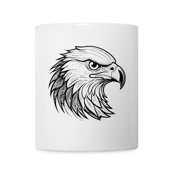 Grafischer Adlerkopf im Schwarz-Weiß-Design - Tasse - Weiß - Vorne