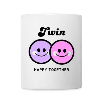 Fröhliche Zwillinge Gesichter "Twin" Zusammen girl - Tasse - Weiß - Vorne