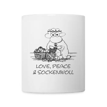 love peace & sockenwoll - Hippie-Schaf - Mug - white - Front