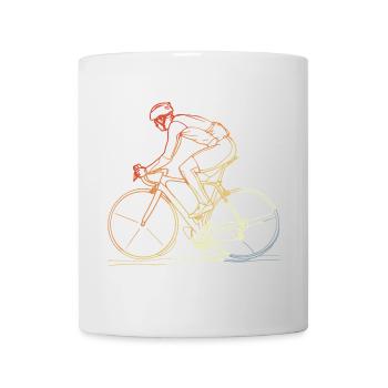 Radfahrer Line Art Retro - Tasse - Weiß - Vorne