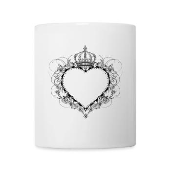 Elegant heart with crown & ornaments - Mug - white - Front