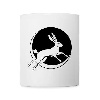 Hase springender mit Mondsichel Ostern Ostara - Tasse - Weiß - Vorne
