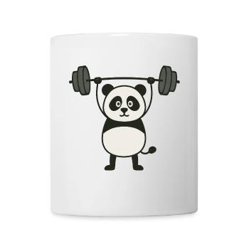 Funny Panda Dumbbells Fitness Workout Bodybuilding - Mug - white - Front