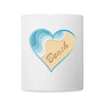 Heart-shaped beach motif with Beach lettering - Mug - white - Front