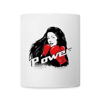 Boxer avec lettrage puissant – motif féminin fort - Mug blanc - blanc - Devant