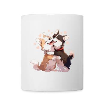 Chiens Amour Câlin Câlin Coeur Mignon Mignon - Mug blanc - blanc - Devant