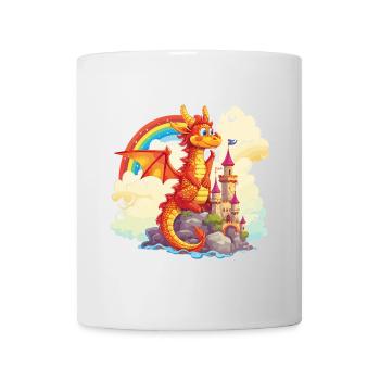dragon château arc-en-ciel mignon mignon enfantin - Mug blanc - blanc - Devant