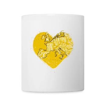 Aimer l’Europe : carte jaune de l’Europe dans un cœur - Mug blanc - blanc - Devant