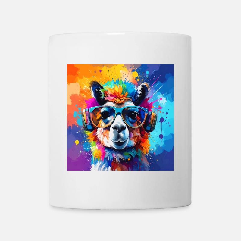 Lama,graffiti ,malerei , bunt - Tasse - Weiß