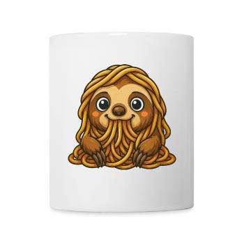 Drôle de paresseux spaghetti pâtes renverser de la nourriture - Mug blanc - blanc - Devant
