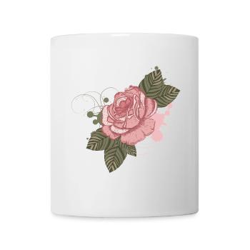 Nostalgische Vintage-Rose mit Graffiti-Elementen - Tasse - Weiß - Vorne