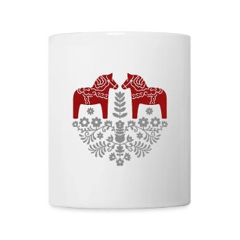 Dala Pferd – Skandinavische Folklore in Grau - Tasse - Weiß - Vorne
