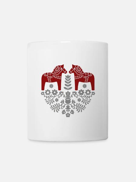 Dala Pferd – Skandinavische Folklore in Grau - Tasse - Weiß