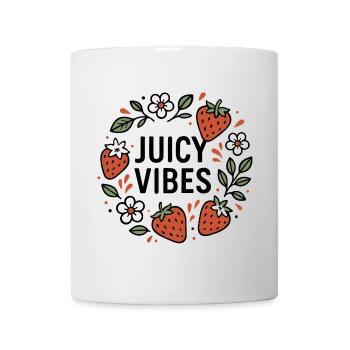 Juicy Vibes - Sommerdesign mit Erdbeeren - Tasse - Weiß - Vorne