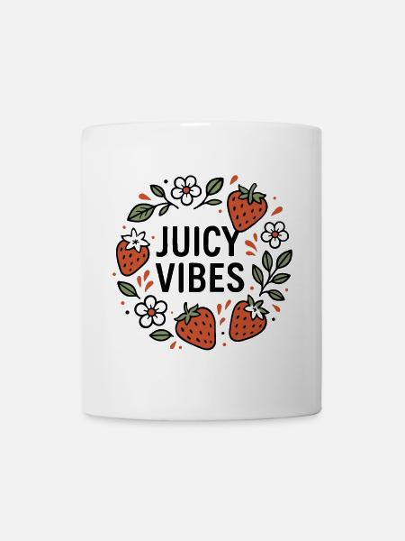 Juicy Vibes - Sommerdesign mit Erdbeeren - Tasse - Weiß