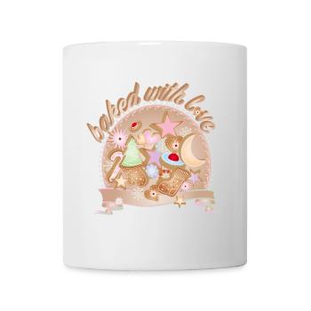 Colourful Christmas cookies – baked with love - Mug - white - Front