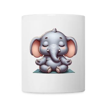 Mignon éléphant Yoga Méditation Relaxation Paix - Mug blanc - blanc - Devant