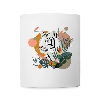 Weißer Tiger im Dschungel – Modernes Naturdesign - Tasse - Weiß - Vorne