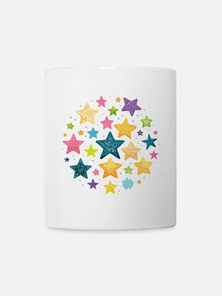 sterne,stern,bunte sterne,illustration - Tasse - Weiß