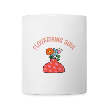 Bunter Blumenstrauß in Vase - Flourishing Soul - Tasse - Weiß - Vorne
