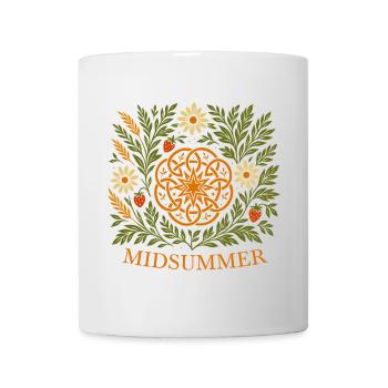 Mittsommer Sommer Mandala - Erdbeeren & Blumen - Tasse - Weiß - Vorne