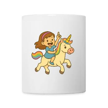 Petite cavalière sur licorne magique - Mug blanc - blanc - Devant