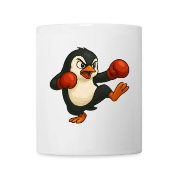 Cooler Pinguin Boxer Kickboxer Cartoon Kampfsport - Tasse - Weiß - Vorne